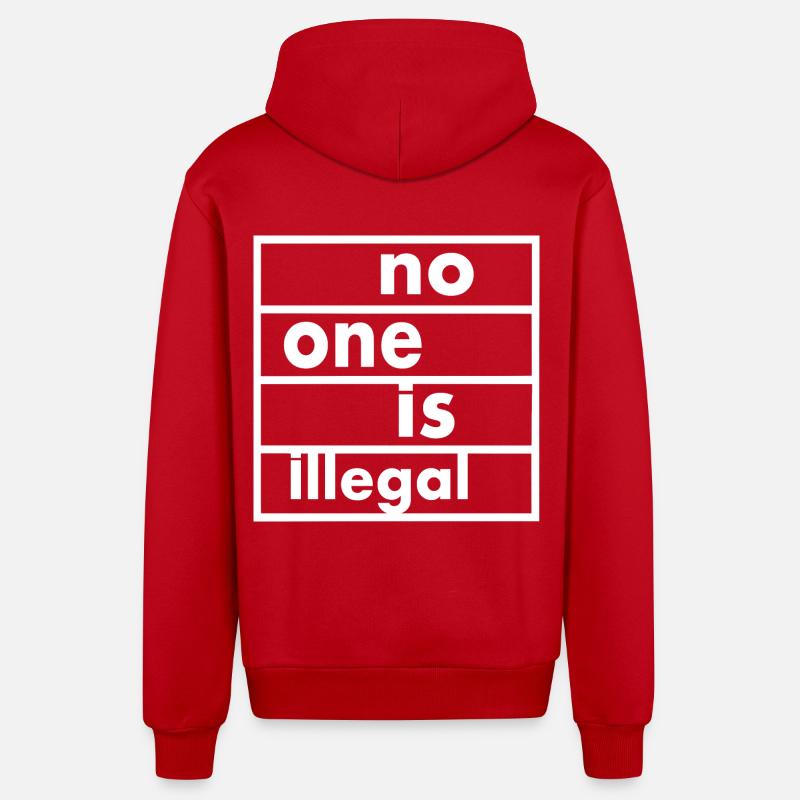 No one is illegal - Veste à capuche bio décontractée fabriquée en UE - rouge