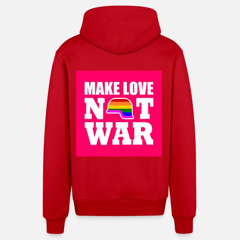 Make love not war - Organic Relaxed Kapuzenjacke Made in EU - Rot