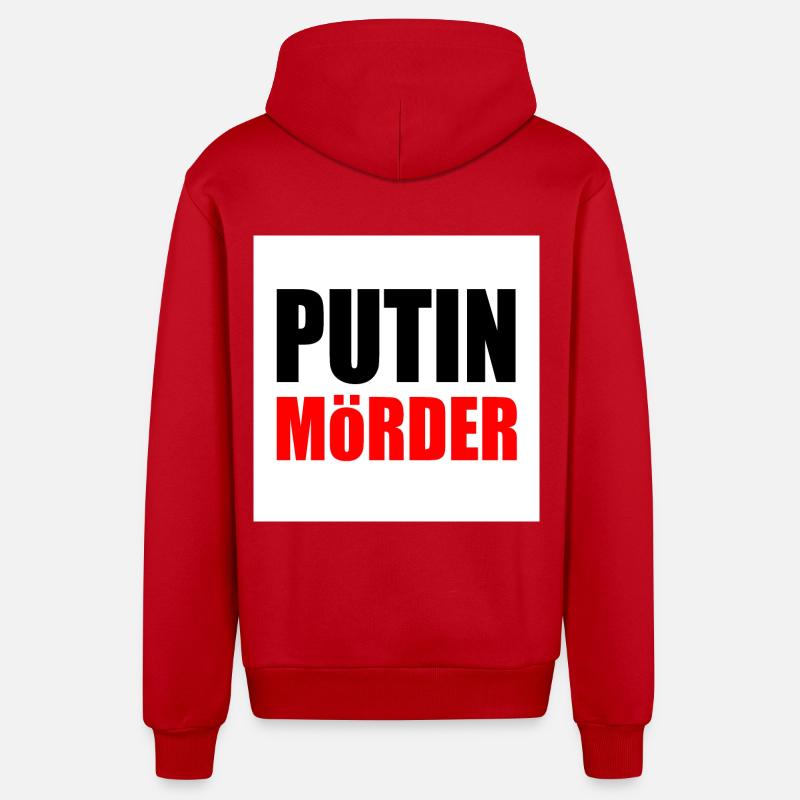 Putin mörder - Veste à capuche bio décontractée fabriquée en UE - rouge