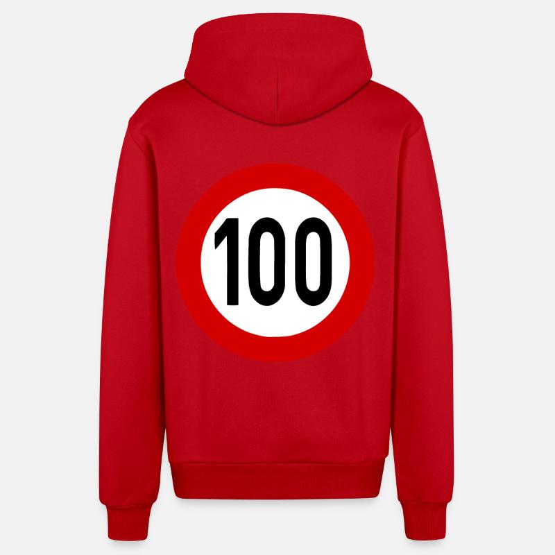 Tempolimit 100 - Organic Relaxed Kapuzenjacke Made in EU - Rot