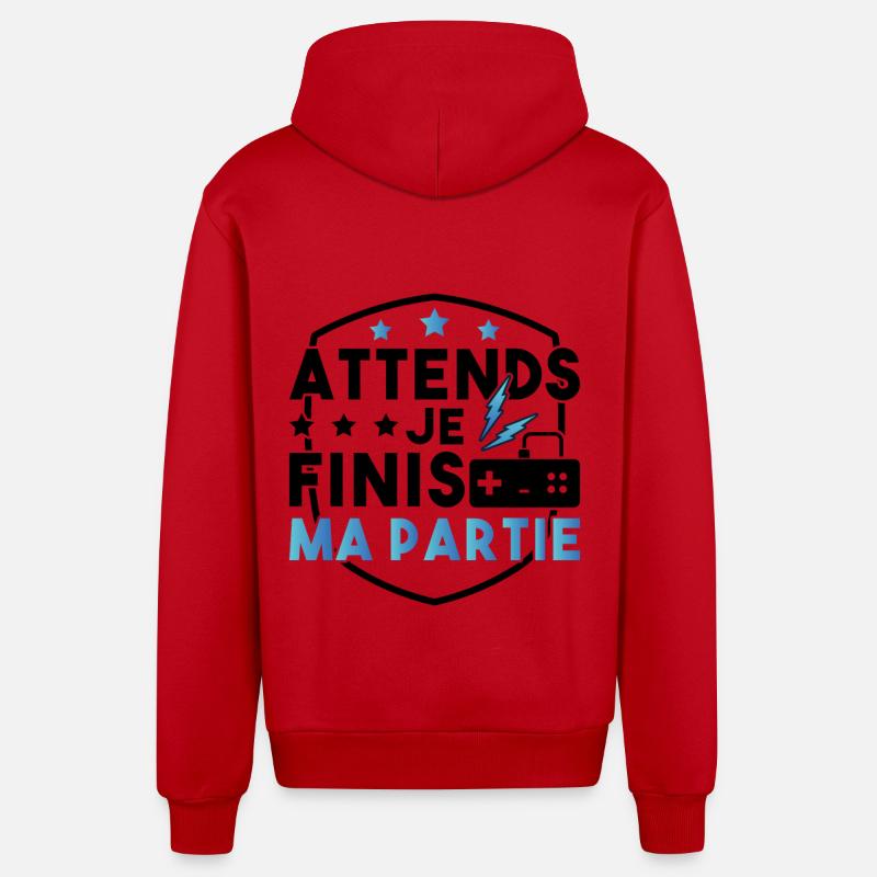 Attends Je Finis Ma Partie - Veste à capuche bio décontractée fabriquée en UE - rouge