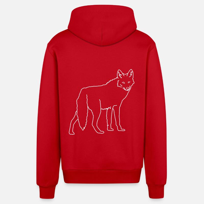 coyote - Veste à capuche bio décontractée fabriquée en UE - rouge