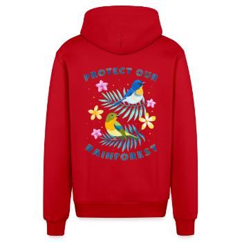 Schützt unseren Regenwald - Organic Relaxed Kapuzenjacke Made in EU - Rot - Hinten