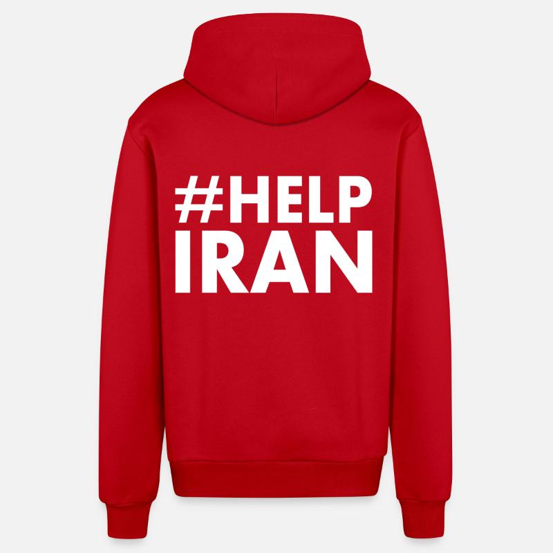 Help iran - Veste à capuche bio décontractée fabriquée en UE - rouge
