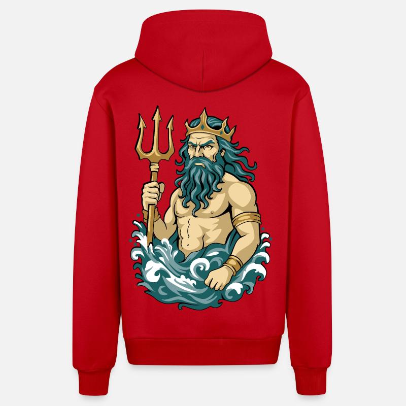 Poséidon - Veste à capuche bio décontractée fabriquée en UE - rouge