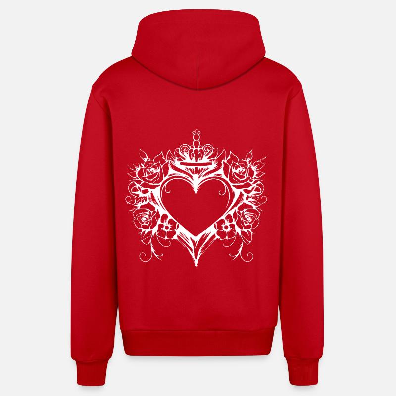 Coeur Symbole Amour - Veste à capuche bio décontractée fabriquée en UE - rouge