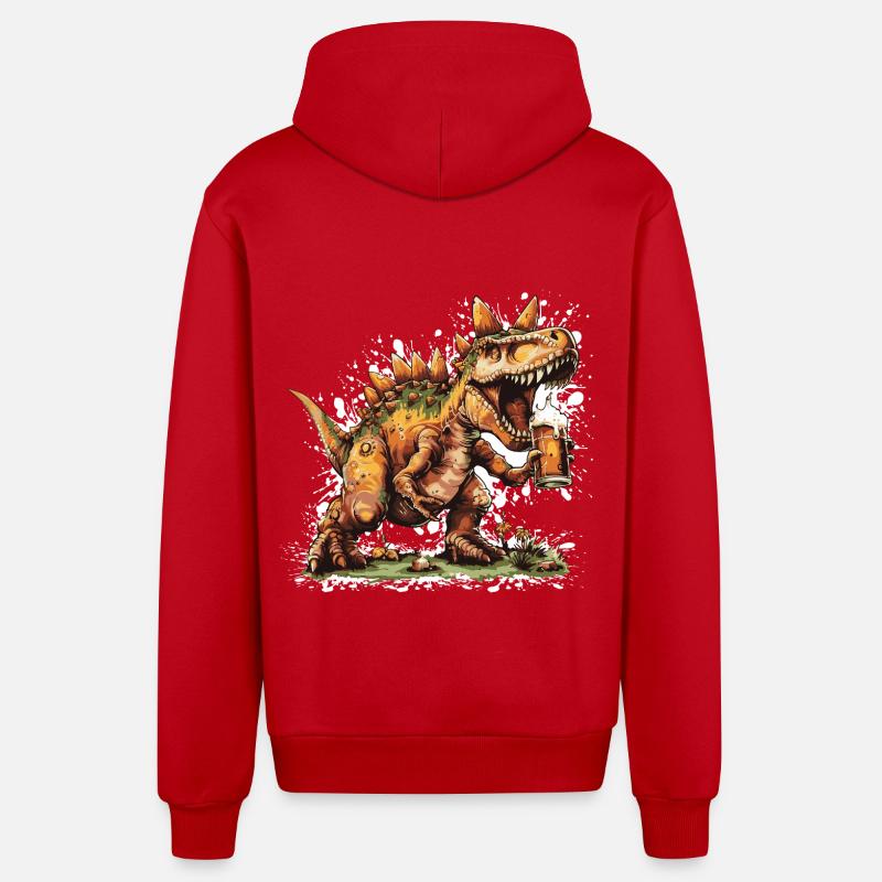Bière de stégosaure dinosaure - Veste à capuche bio décontractée fabriquée en UE - rouge