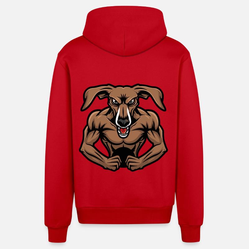 Greyhound Chien Muscles Musculation - Veste à capuche bio décontractée fabriquée en UE - rouge