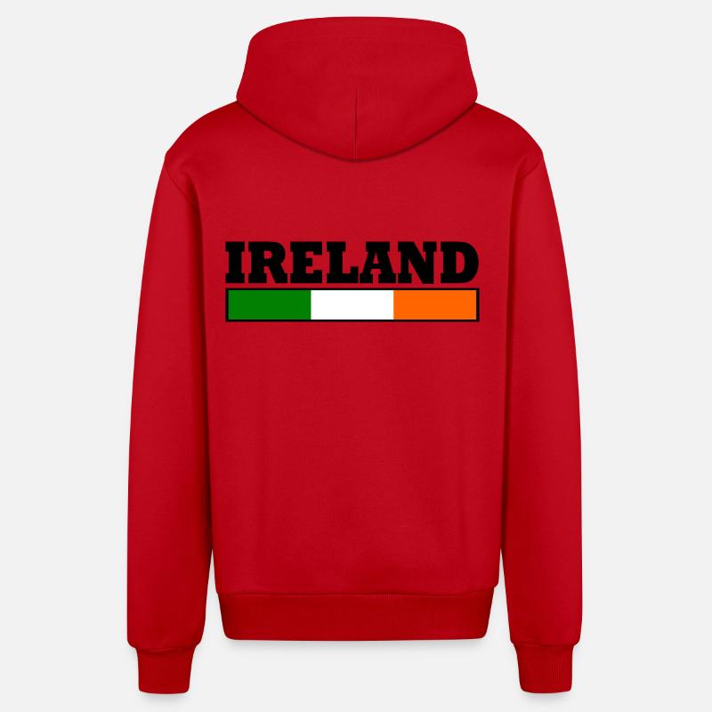 Drapeau de l'Irlande - Veste à capuche bio décontractée fabriquée en UE - rouge