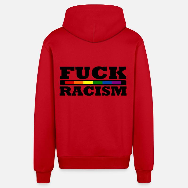 Putain de racisme - Veste à capuche bio décontractée fabriquée en UE - rouge