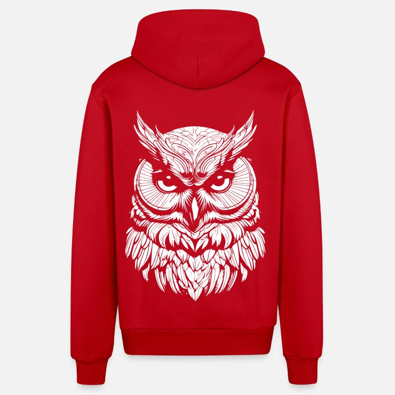 Hibou - Veste à capuche bio décontractée fabriquée en UE - rouge