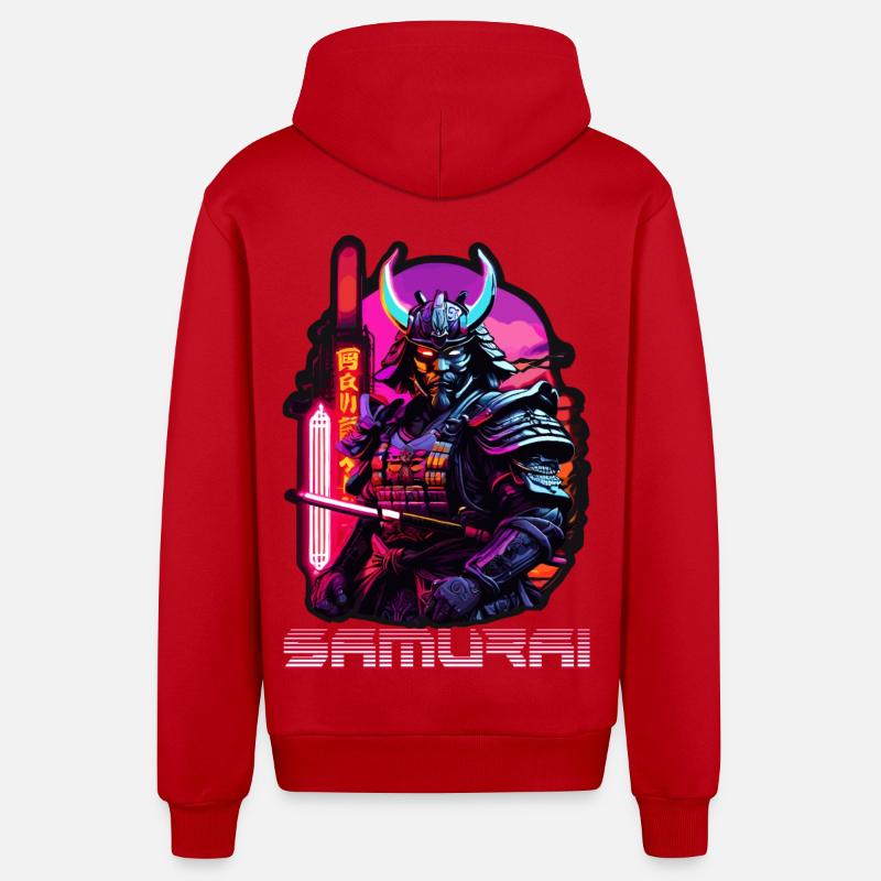 samouraï - Veste à capuche bio décontractée fabriquée en UE - rouge