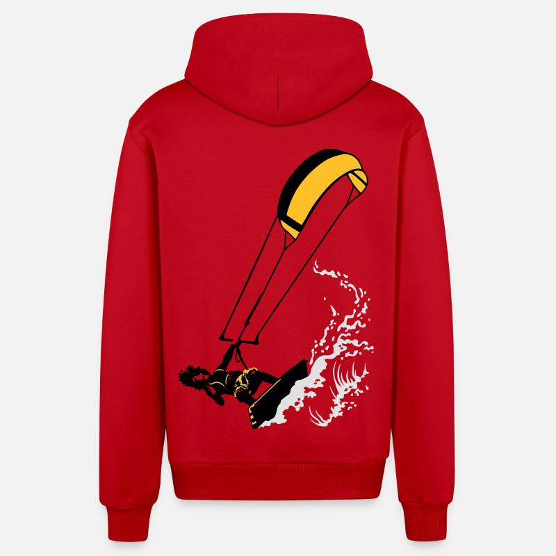 Kitesurfer and wave flex - Veste à capuche bio décontractée fabriquée en UE - rouge