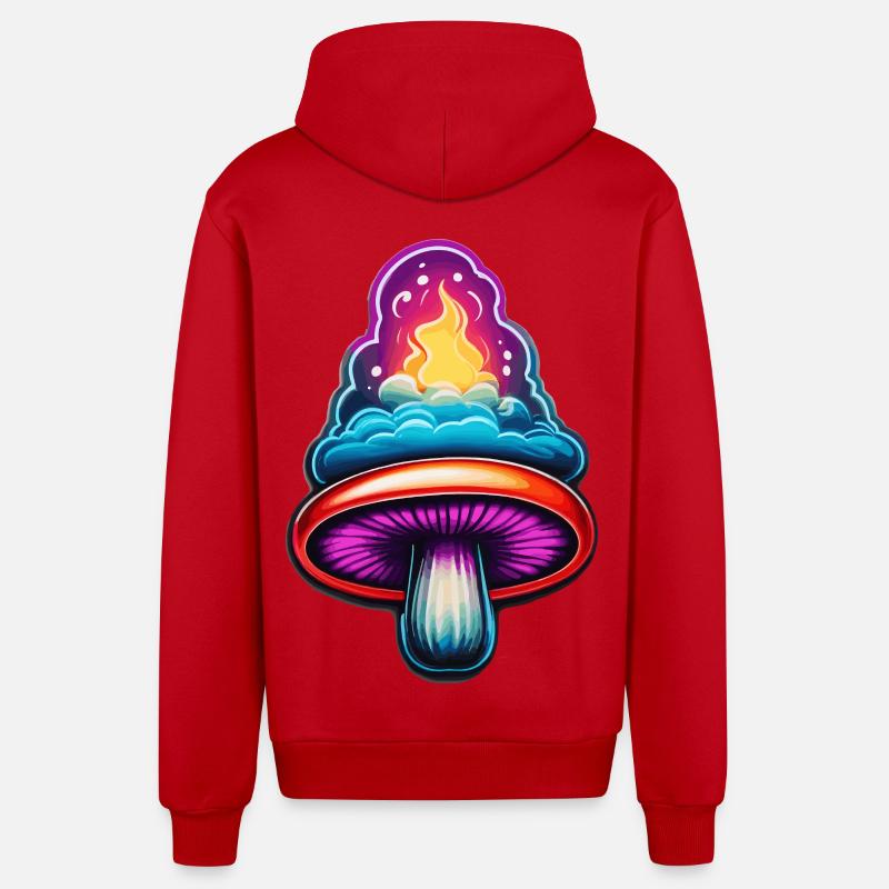 Champignon de feu - Veste à capuche bio décontractée fabriquée en UE - rouge