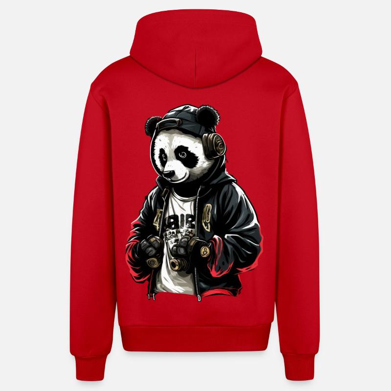 SSW29 Disko Panda - Organic Relaxed Kapuzenjacke Made in EU - Rot