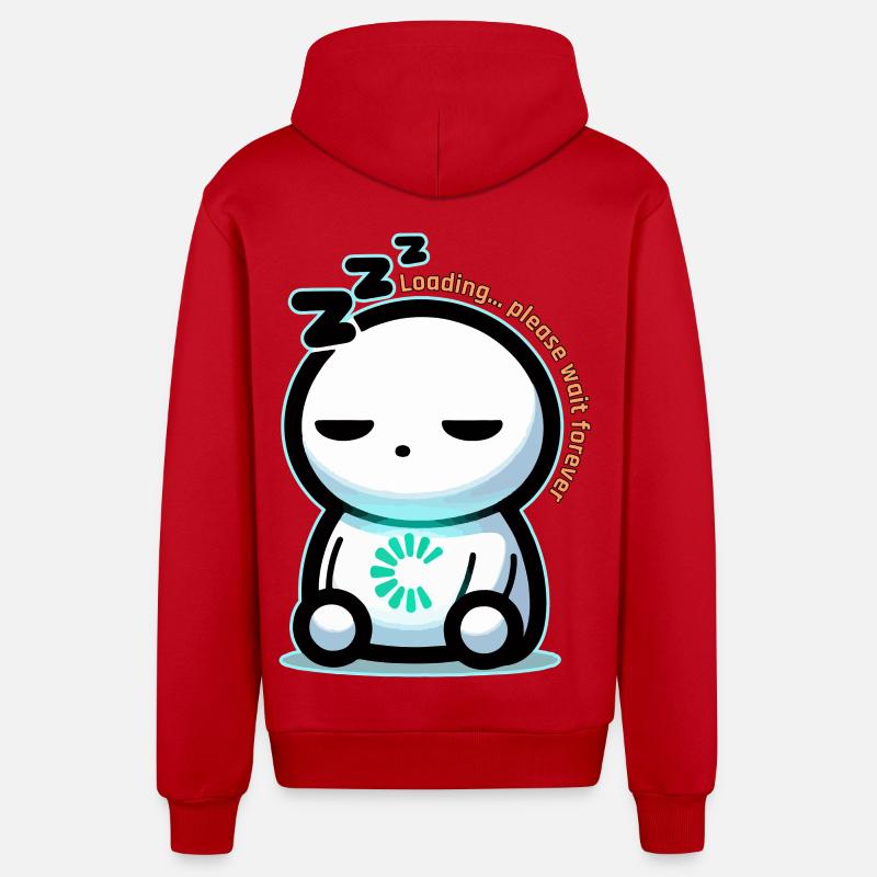 Forever Loading Sleepy Mascot - Organic Relaxed Hooded Jacket Made in EU - red