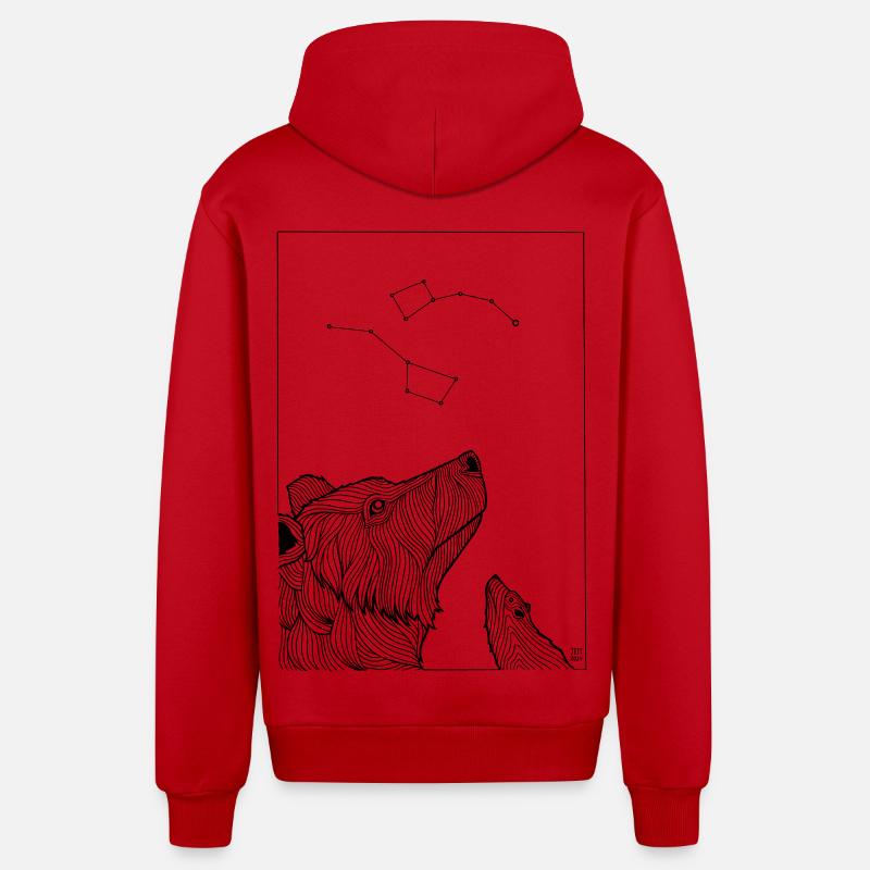 Ursa - Veste à capuche bio décontractée fabriquée en UE - rouge