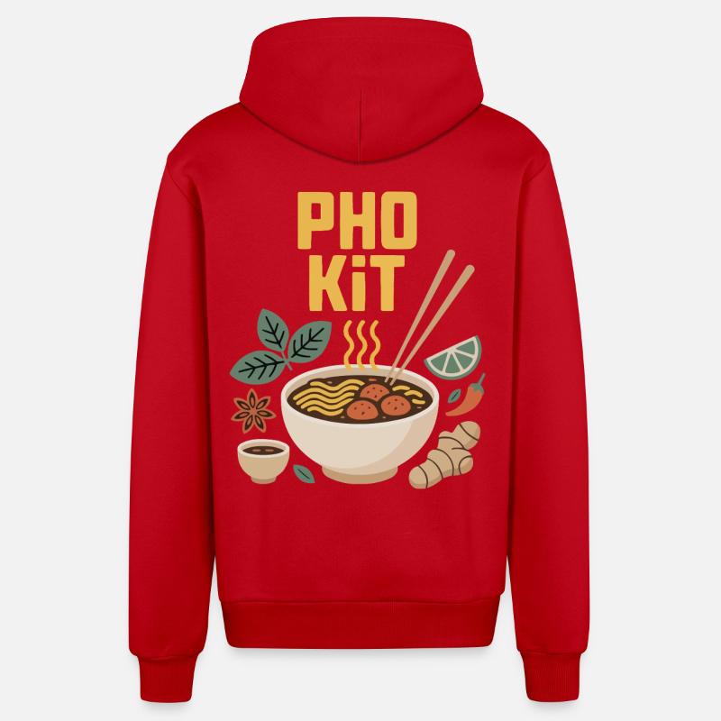 Mélange de kit Pho - Veste à capuche bio décontractée fabriquée en UE - rouge