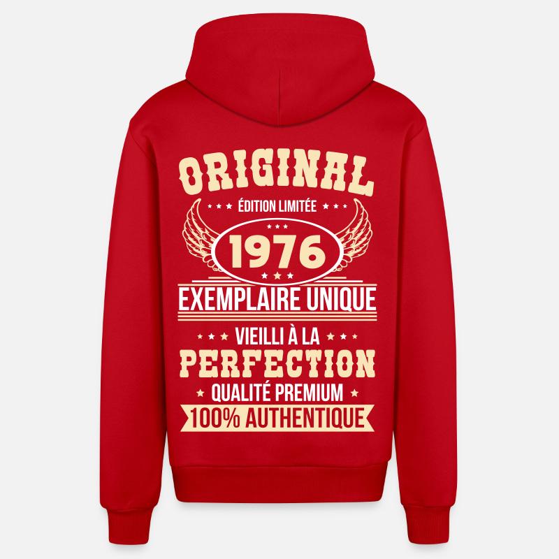 1976 – Unique example – Premium quality - Organic Relaxed Hooded Jacket Made in EU - red