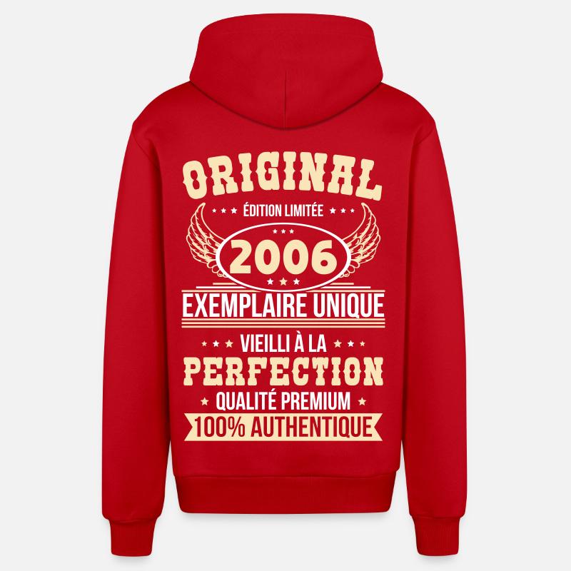 2006 – Einzigartiges Beispiel – Premiumqualität - Organic Relaxed Kapuzenjacke Made in EU - Rot