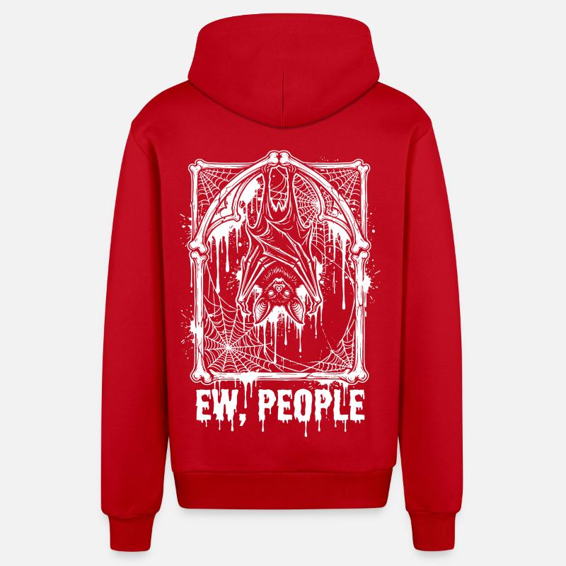 Ew People Bat Gothic - Organic Relaxed Hooded Jacket Made in EU - red