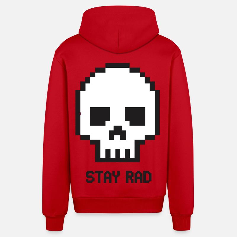 Roue de maintien du Pixel Skull - Veste à capuche bio décontractée fabriquée en UE - rouge