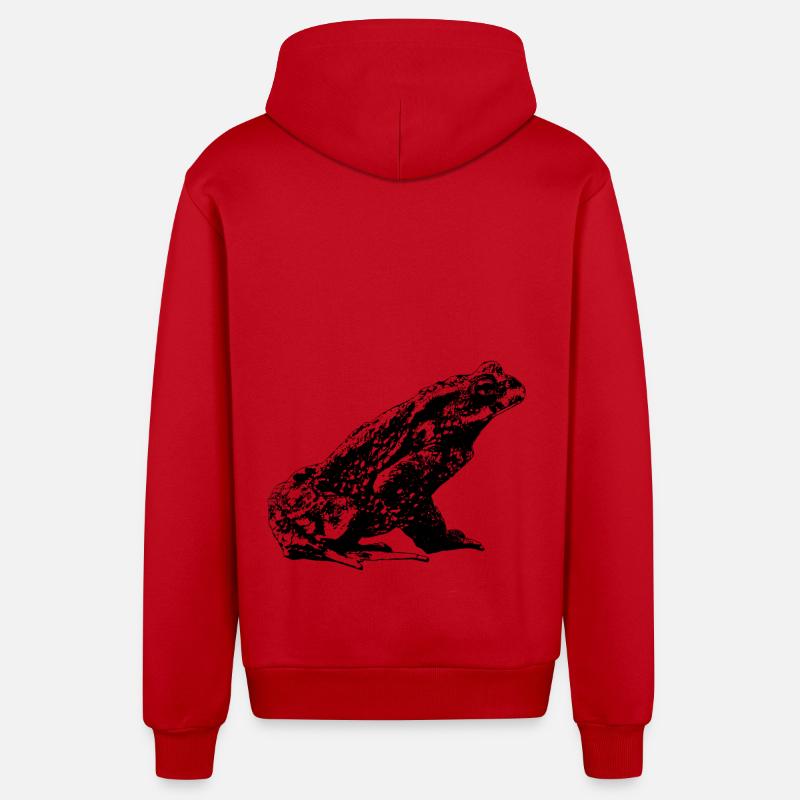 Crapaud / Bufo Bufo / Graphique - Veste à capuche bio décontractée fabriquée en UE - rouge