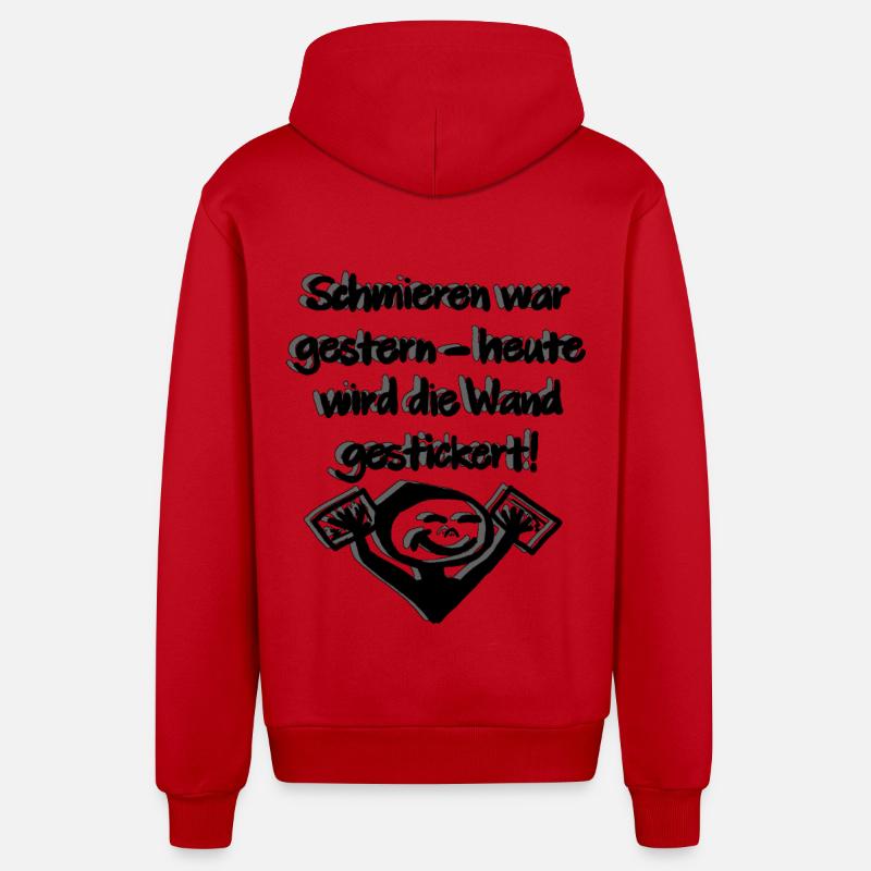 Heute wird gestickert - Organic Relaxed Kapuzenjacke Made in EU - Rot