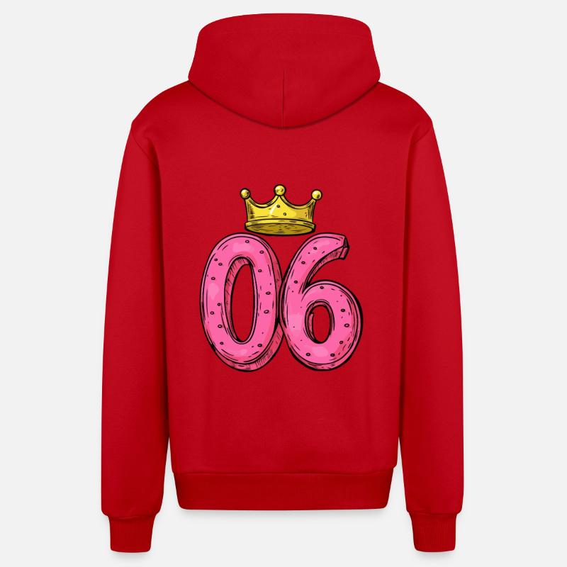 Couronne à 6 chiffres - Veste à capuche bio décontractée fabriquée en UE - rouge