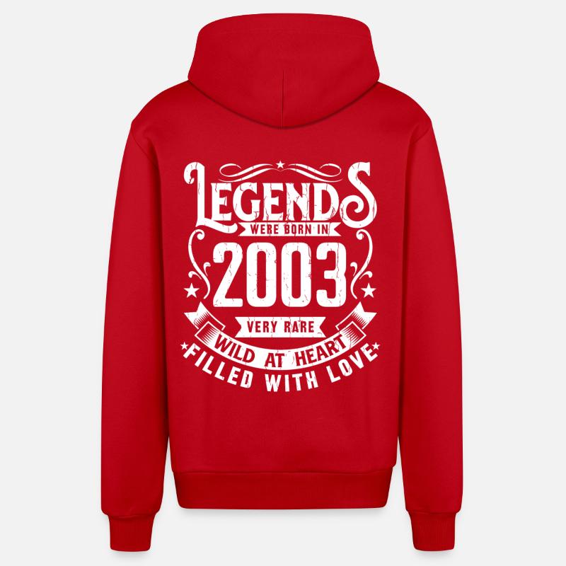 Legendary since 2003 born in 2003 Gift 2003 - Organic Relaxed Hooded Jacket Made in EU - red