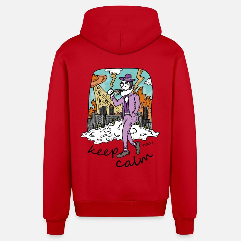 keep calm - Organic Relaxed Kapuzenjacke Made in EU - Rot