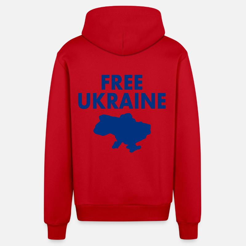 Free ukraine - Veste à capuche bio décontractée fabriquée en UE - rouge