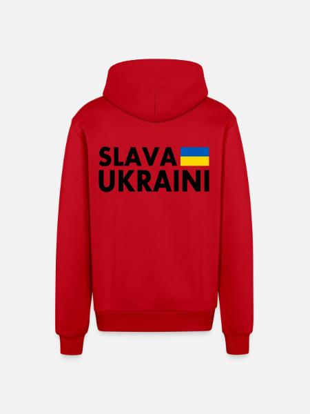 Slava ukraini - Organic Relaxed Kapuzenjacke Made in EU - Rot