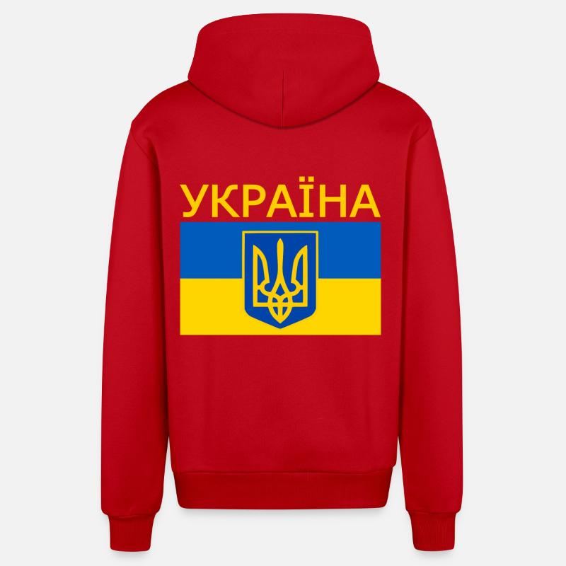 Україна - Veste à capuche bio décontractée fabriquée en UE - rouge