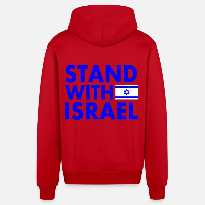 Stand with israel - Veste à capuche bio décontractée fabriquée en UE - rouge