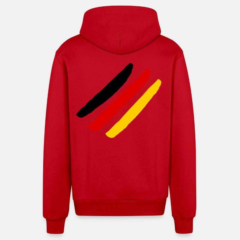 Drapeau allemand - Style Stripes - Veste à capuche bio décontractée fabriquée en UE - rouge