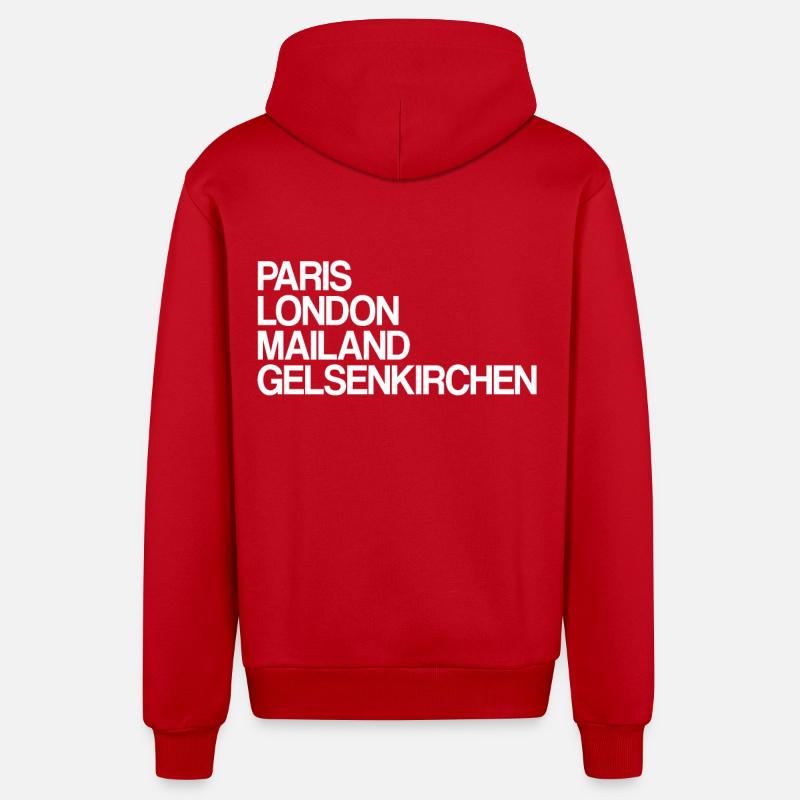 Gelsenkirchen Paris Londres Milan Gelsenkirchener - Veste à capuche bio décontractée fabriquée en UE - rouge