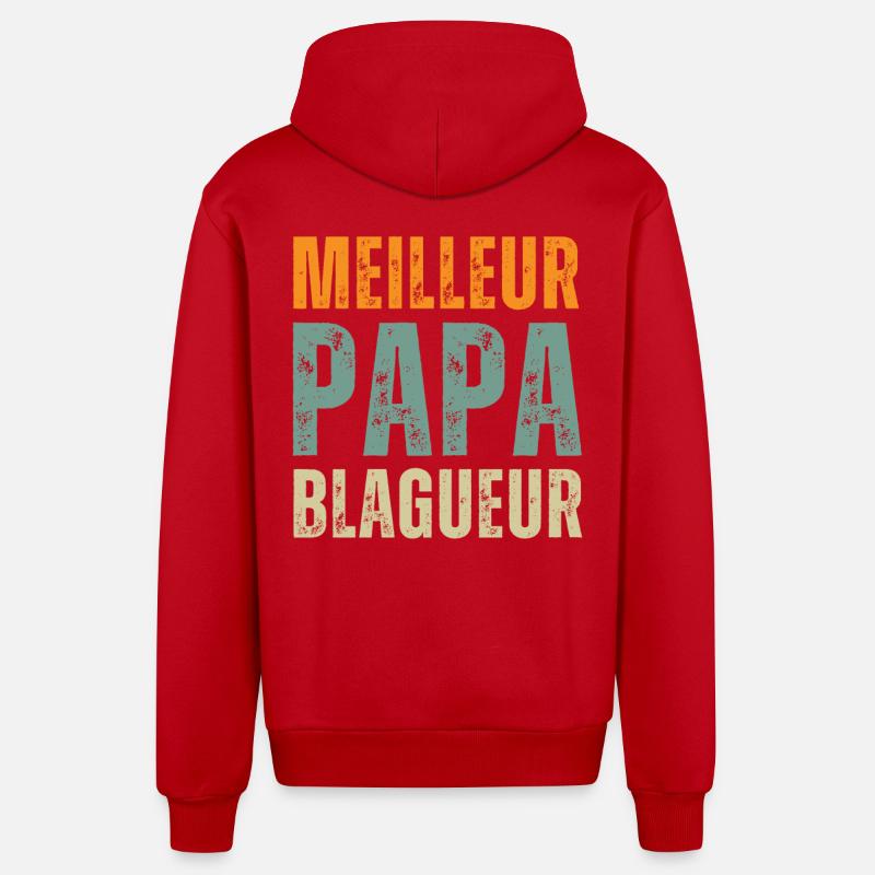 Meilleur papa blagueur - Veste à capuche bio décontractée fabriquée en UE - rouge