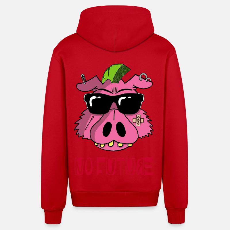 Cochon punk - Veste à capuche bio décontractée fabriquée en UE - rouge