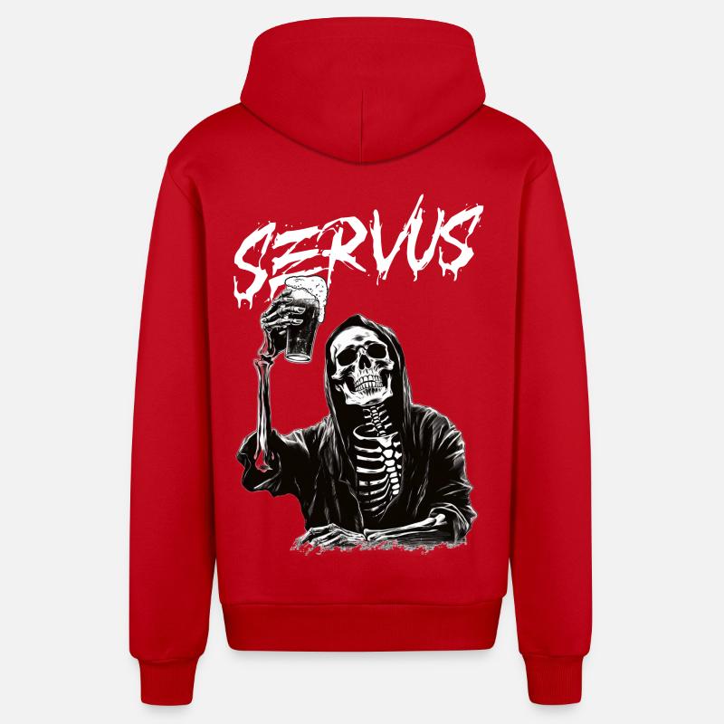 Sensenmann mit Bier - Organic Relaxed Kapuzenjacke Made in EU - Rot