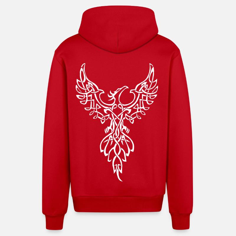Symbole du phénix blanc - Veste à capuche bio décontractée fabriquée en UE - rouge