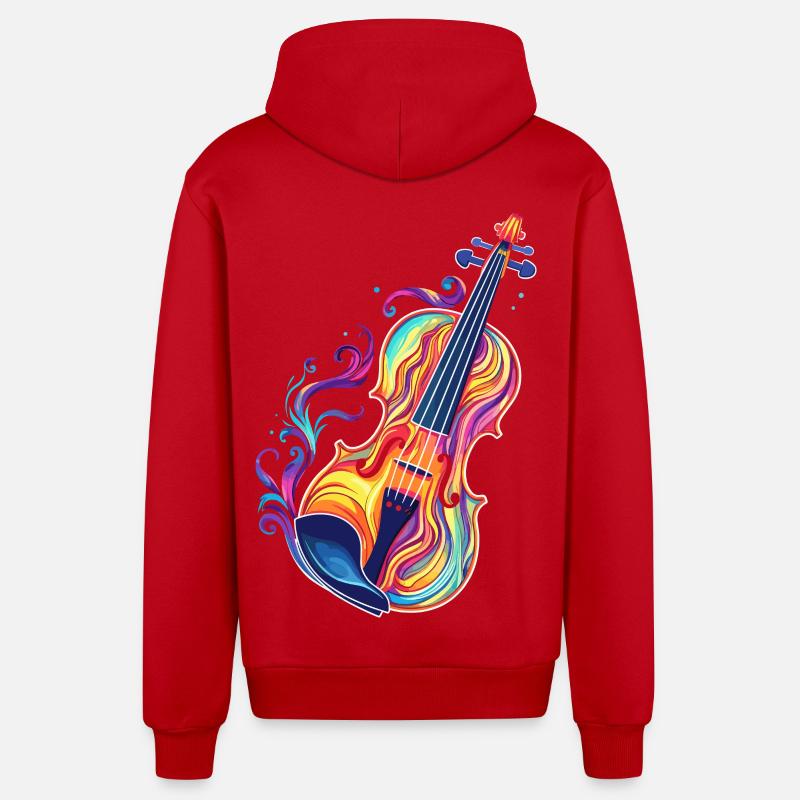 Violine Comic Look - Organic Relaxed Kapuzenjacke Made in EU - Rot