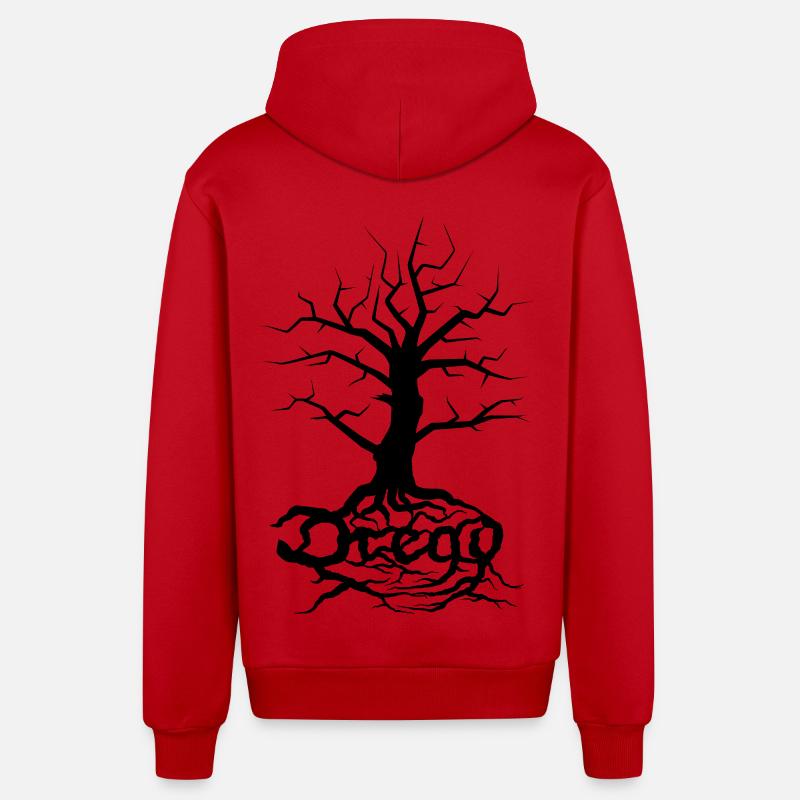Dread Tree Black - Veste à capuche bio décontractée fabriquée en UE - rouge