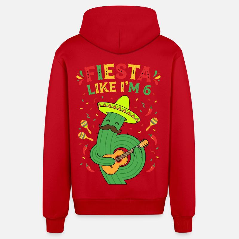 Fiesta comme si j’avais 6 cactus - Veste à capuche bio décontractée fabriquée en UE - rouge