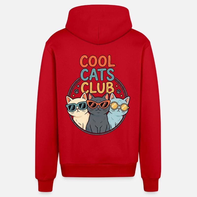 Des chats cool - Veste à capuche bio décontractée fabriquée en UE - rouge