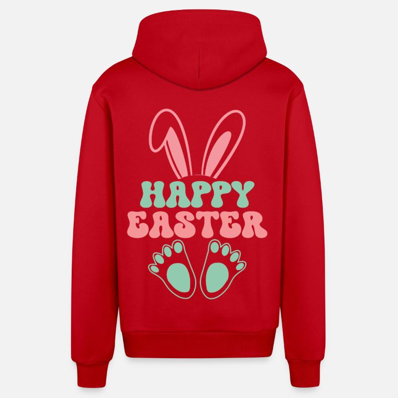 Joyeuses Pâques - Veste à capuche bio décontractée fabriquée en UE - rouge