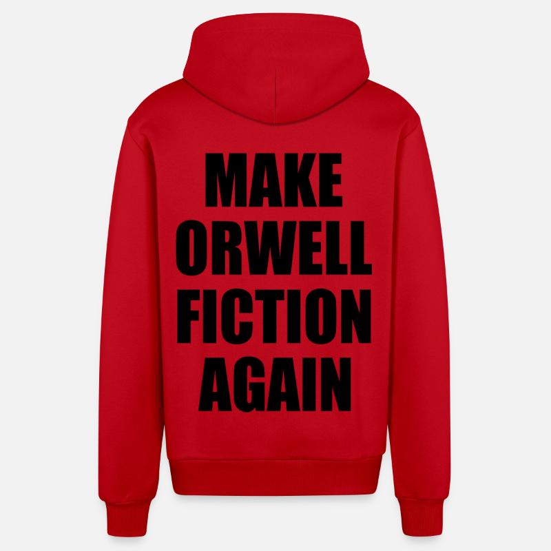 make orwell fiction again - Veste à capuche bio décontractée fabriquée en UE - rouge