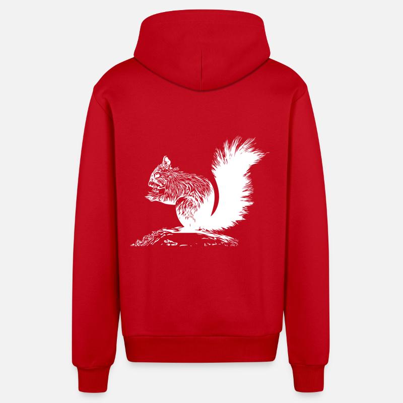 Drolliges Eichhörnchen mit einer Nuss - Organic Relaxed Kapuzenjacke Made in EU - Rot