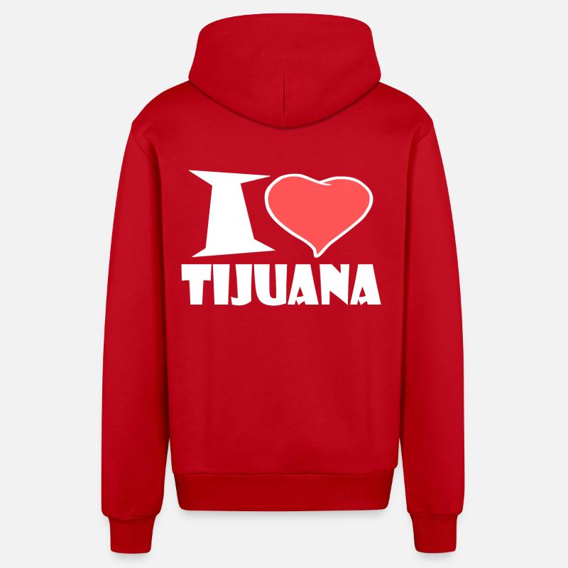 J'aime tijuana - Veste à capuche bio décontractée fabriquée en UE - rouge