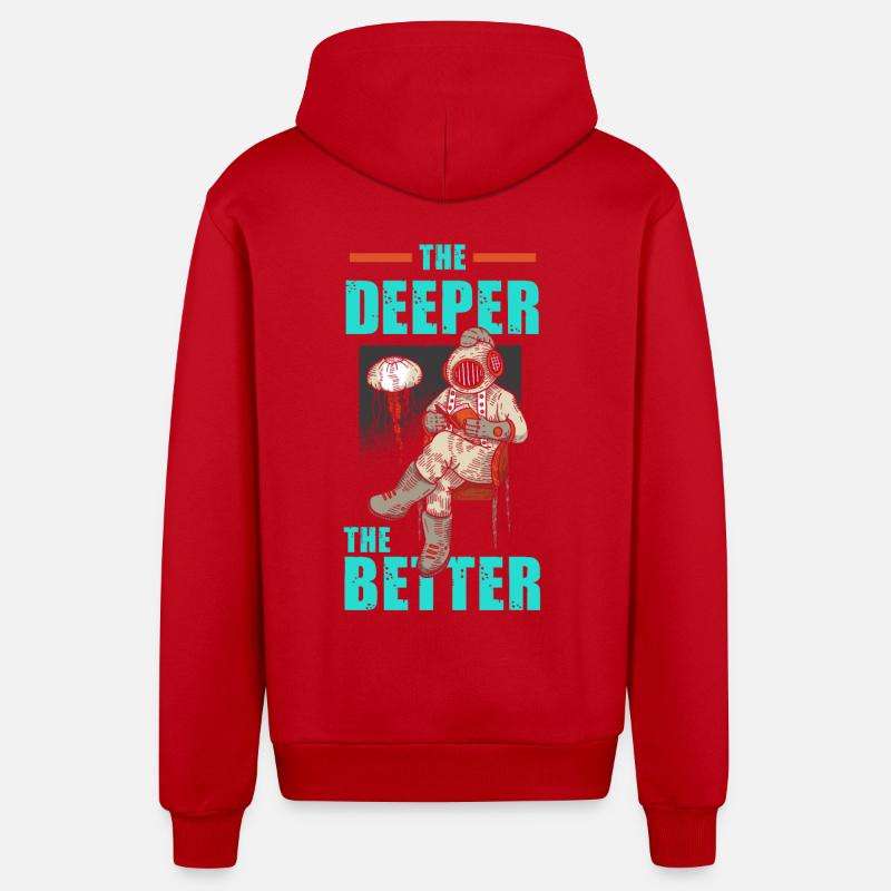 Diver diving course gift - Organic Relaxed Hooded Jacket Made in EU - red
